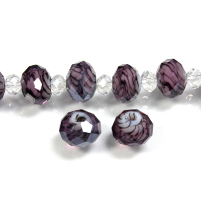 Chinese Cut Crystal Bead - Rondelle 06x8MM LEOPARD PURPLE