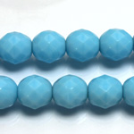 Czech Glass Fire Polish Bead - Round 14MM LT BLUE TURQUOISE