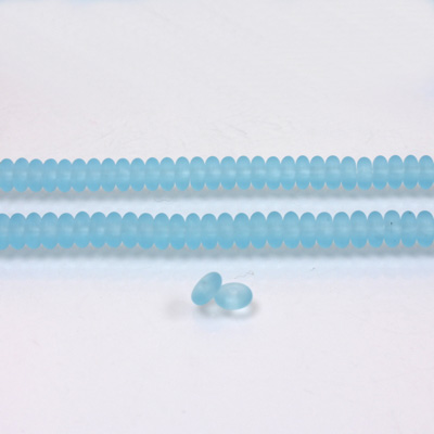 Czech Pressed Glass Bead - Smooth Rondelle 4MM MATTE AQUA