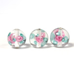 Czech Glass Lampwork Bead - Smooth Round 12MM Flower ON CRYSTAL