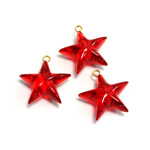 Plastic Pendant - Star with Brass Loop 13MM RUBY