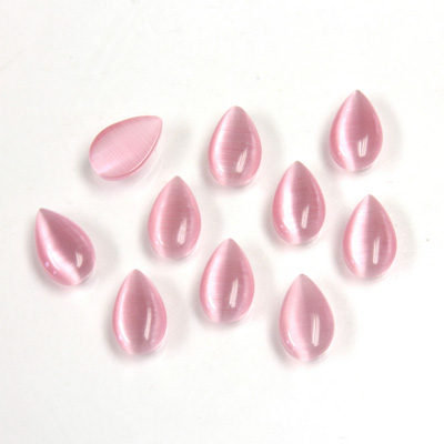 Fiber-Optic Cabochon - Pear 08x5MM CAT'S EYE LT PINK