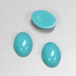 Plastic Flat Back Opaque Cabochon - Oval 18x13MM BRIGHT GREEN TURQUOISE