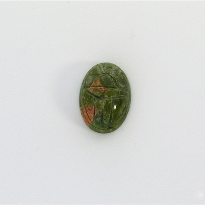 Gemstone Flat Back Carved Scarab 14x10MM EPIDOTE