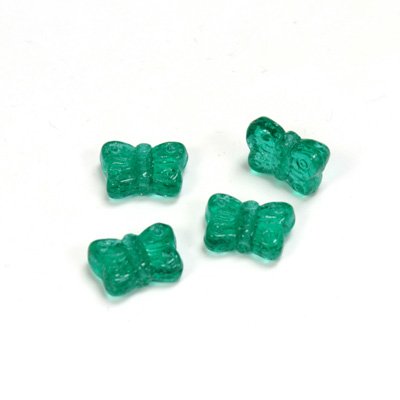 Czech Pressed Glass Engraved Bead - Butterfly 08MM EMERALD