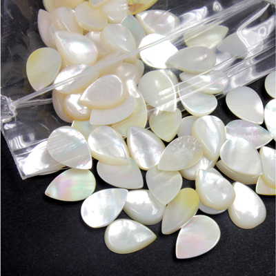 Shell Flat Back Cabochon - Pear 10x7MM WHITE MOP