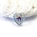 German Glass Engraved Buff Top Intaglio Pendant - CAT Heart Shape 12x11MM CRYSTAL HELIO BLUE