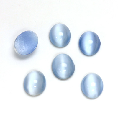 Glass Medium Dome Lampwork Cabochon - Oval 10x8MM LIGHT BLUE MOONSTONE (00377)