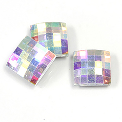 Asfour Crystal Flat Back Stone - Chessboard Square 14MM CRYSTAL AB Second Quality