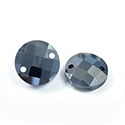 Asfour Crystal Flat Back Sew-On Stone - Round CheckTop 12MM HEMATITE