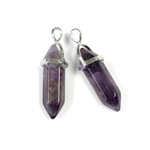 Pendant Gemstone Crystal Point with Cap and Loop 32x8MM(*) AMETHYST