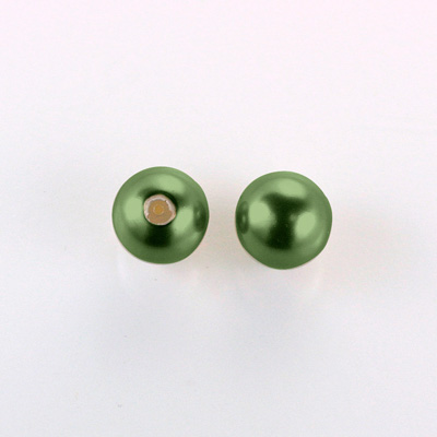 Czech Glass Pearl 1-Hole Ball - 12MM HUNTER GREEN 70958