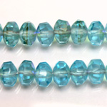 Czech Glass Fire Polished Bead - Rondelle Disc 8x6MM AQUA AB