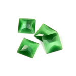 Fiber-Optic Flat Back Stone - Faceted checkerboard Top Square 10x10MM CAT'S EYE GREEN