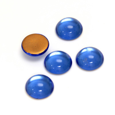 Glass Medium Dome Foiled Cabochon - Round 11MM SAPPHIRE