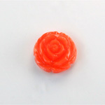Plastic Carved No-Hole Flower - Round 15MM ORANGE