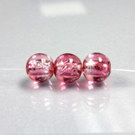 Czech Glass Lampwork Bead - Smooth Round 10MM ROSE SILVER LINED