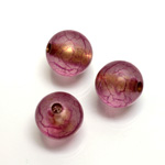 Plastic Bead - Bronze Lined Veggie Color Smooth Large Hole  Round 14MM MATTE AMETHYST