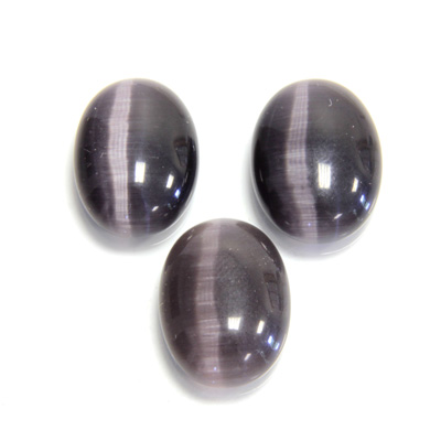 Fiber-Optic Flat Back Cabochon - Oval 18x13MM CAT'S EYE GREY