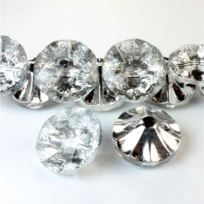 Chinese Cut Crystal Bead Button - Foiled Round 20MM CRYSTAL