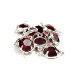 Preciosa Crystal Channel Connector - Prong-Set Setting with 2 Loops 29SS SIAM RUBY-SILVER