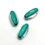 Plastic Bead - Color Lined Smooth Beggar 17x9MM CRYSTAL LIGHT TURQUOISE LINE