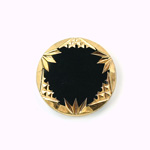 Glass Flat Back Engraved Intaglio - Round 22.5MM GOLD on JET