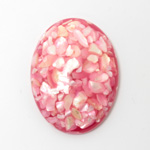 Plastic Flat Back Cabochon - Inlay Shell Oval 40x30MM PINK