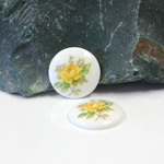 Japanese Glass Porcelain Decal Painting - Rose Round 15MM YELLOW ON CHALKWHITE