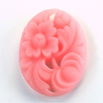 Plastic Flat Back Stone - Flower Oval 40x30MM MATTE TRANS PINK