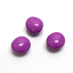 Plastic Bead - Opaque Color Smooth Flat Oval 14x13MM BRIGHT PURPLE