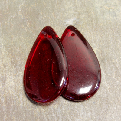 Czech Pressed Glass Pendant - Smooth Pear 30x18MM RUBY
