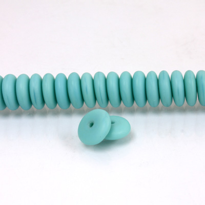 Czech Pressed Glass Bead - Smooth Rondelle 8MM MATTE TURQUOISE