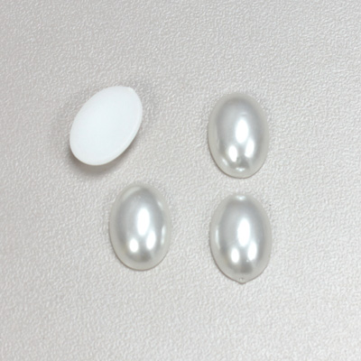 Plastic Medium Dome Pearl Cabochon - Oval 14x10MM WHITE