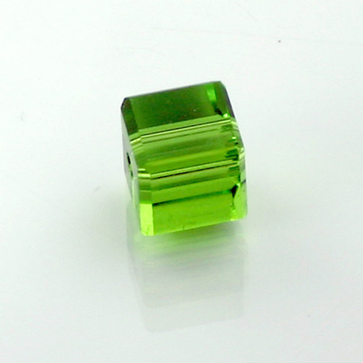 Chinese Cut Crystal Bead 18 Facet - Cube 06x6MM PERIDOT