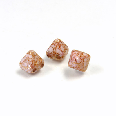 Preciosa Czech Pressed Glass 2-Hole Bead - Pyramid Studs 06x6MM PINK AGATE