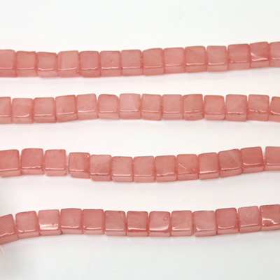 Gemstone Bead - Cube Smooth 06x6MM ROSE QUARTZ