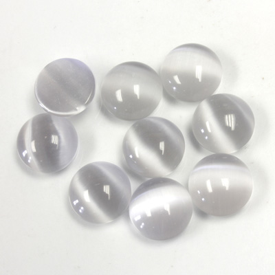 Fiber-Optic Cabochon - Round 09MM CAT'S EYE LT GREY