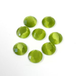 Fiber-Optic Flat Back Stone with Faceted Top and Table - Round 07MM CAT'S EYE OLIVE