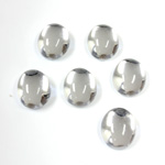 Plastic Flat Back Foiled Cabochon - Oval 10x8MM CRYSTAL