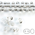 Preciosa Czech Glass 2-Hole Seed Bead - Twin 2.5x5MM CRYST-BLACK PEARL LINE 38949 Strung