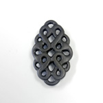 Italian Plastic Carved & Pierced Pendant - Oval 32x19MM MATTE JET
