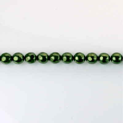 Czech Glass Pearl Bead - Round Faceted Golf 4MM HUNTER GREEN 70958