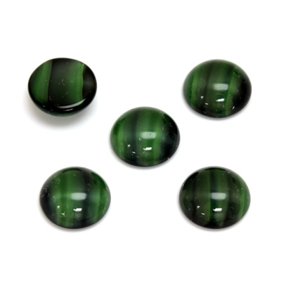 Glass Medium Dome Cabochon - Round 11MM TIGEREYE GREEN