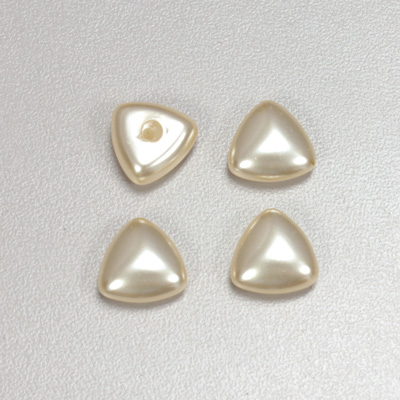 Glass Medium Dome Cabochon Pearl Dipped - Triangle 11.5MM CREME