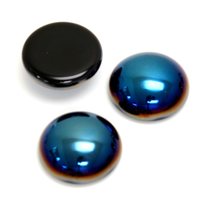 Glass Medium Dome Cabochon - Round 18MM Metallic Coated IRIS BLUE
