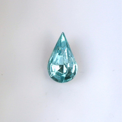 Glass Point Back Foiled Tin Table Cut (TTC) Stone - Pear 13x7.8MM AQUA