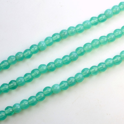 Czech Pressed Glass Bead - Smooth Round 04MM OPAL AQUA