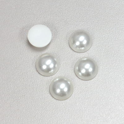 Plastic Medium Dome Pearl Cabochon - Round 11MM WHITE