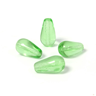 Czech Pressed Glass Bead - Smooth Pear 13x7MM PERIDOT